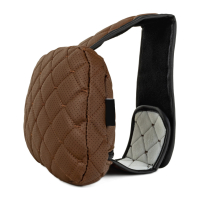 Coussin d’appui-tête réglable en similicuir, motif losange marron